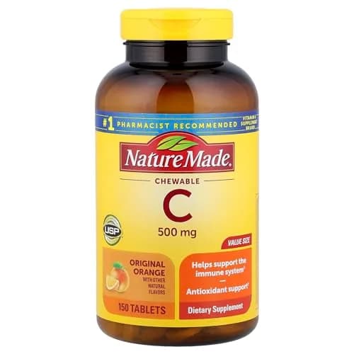 Nature Made Chewable Vitamin C 500 mg Tablets, 150 Count (Pack of 3) | Immune Support with USP Verification thumbnail 1