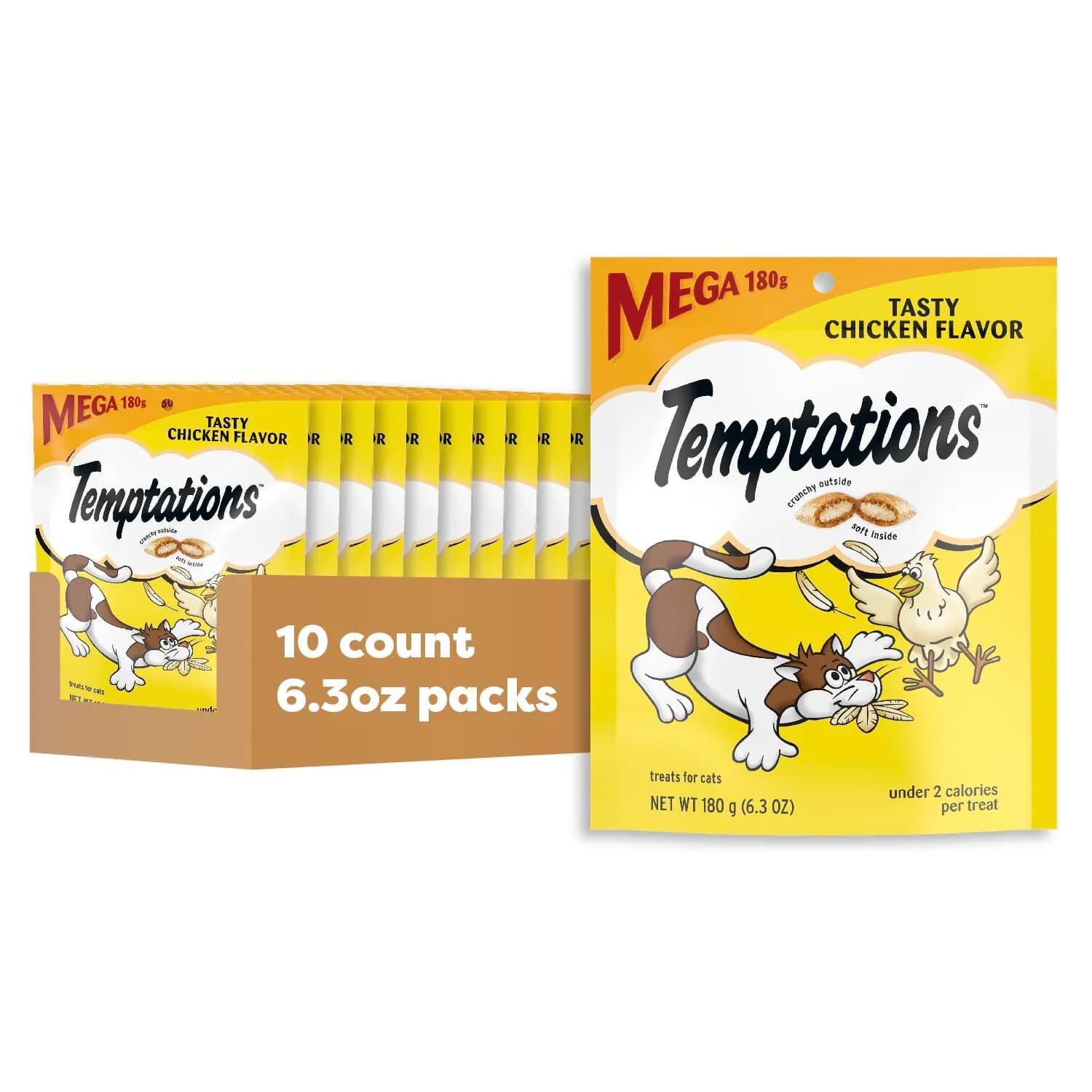 Temptations Classic Tasty Chicken Flavor Crunchy and Soft Cat Treats, 6.3 oz Pack of 10 - main product image