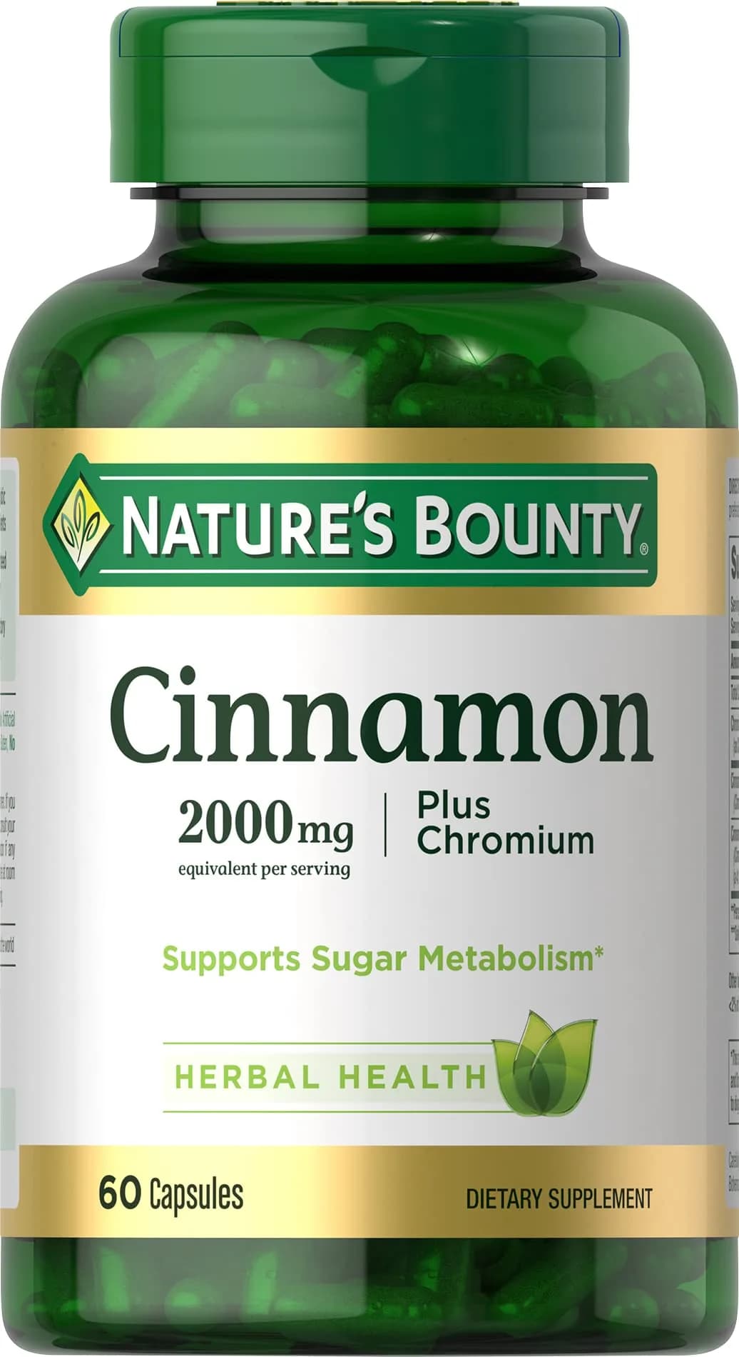 Nature's Bounty Cinnamon Plus Chromium Capsules 60 Count | Supports Sugar Metabolism — Capsule