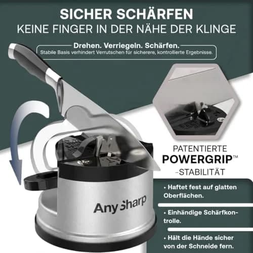 AnySharp Knife Sharpener Silver | Hands-Free, Easy to Use, Versatile thumbnail 2