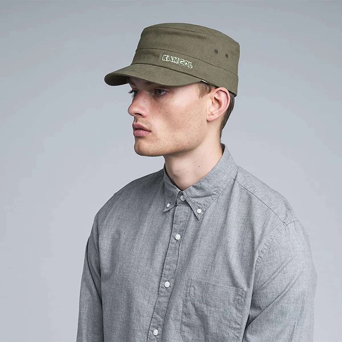 Kangol Cotton Twill Army Cap, Large/X-Large, Green | Fashionable Military Style Hat - view 6