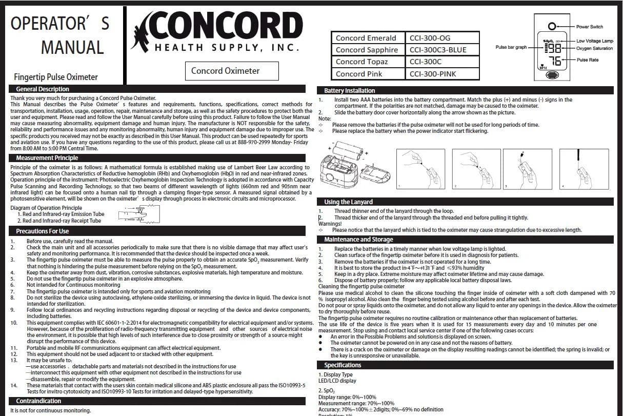Concord Blood Oxygen Saturation Monitor with Reversible Display | Accurate & Portable thumbnail 7