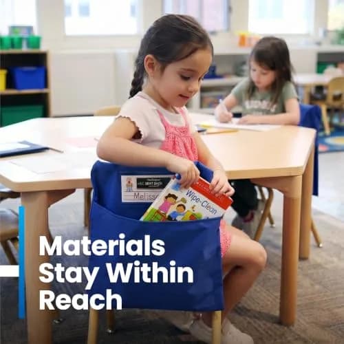 Seat Sack Student Chair Storage Pocket - 15" | Durable Classroom Organizer for Student Desks thumbnail 3