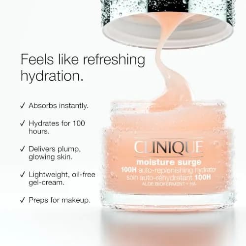 Clinique Moisture Surge 100H Auto-Replenishing Hydrator Oil Free Face Moisturizer 0.5 Fl Oz | Hydrating & Moisturizing thumbnail 2