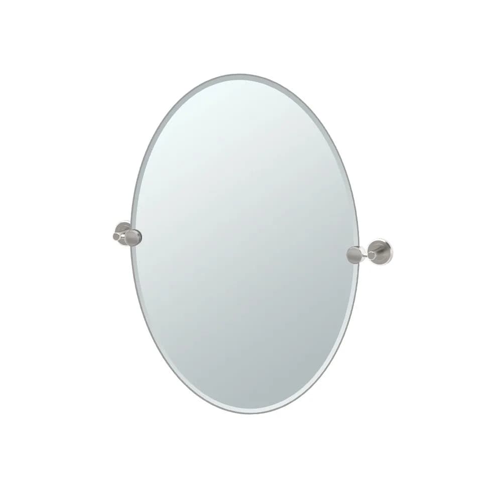Gatco Latitude II Frameless Oval Bathroom Vanity Mirror 26.5"H x 21"W | Satin Nickel Finish