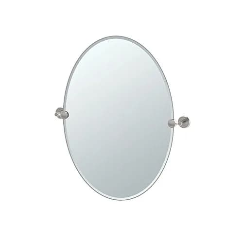 Gatco Latitude II Frameless Oval Bathroom Vanity Mirror 26.5"H x 21"W | Satin Nickel Finish thumbnail 1