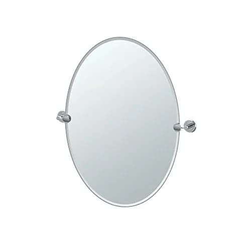 Gatco Latitude II Frameless Oval Bathroom Mirror 26.5"H x 19.5"W | Beveled Glass, Chrome thumbnail 1
