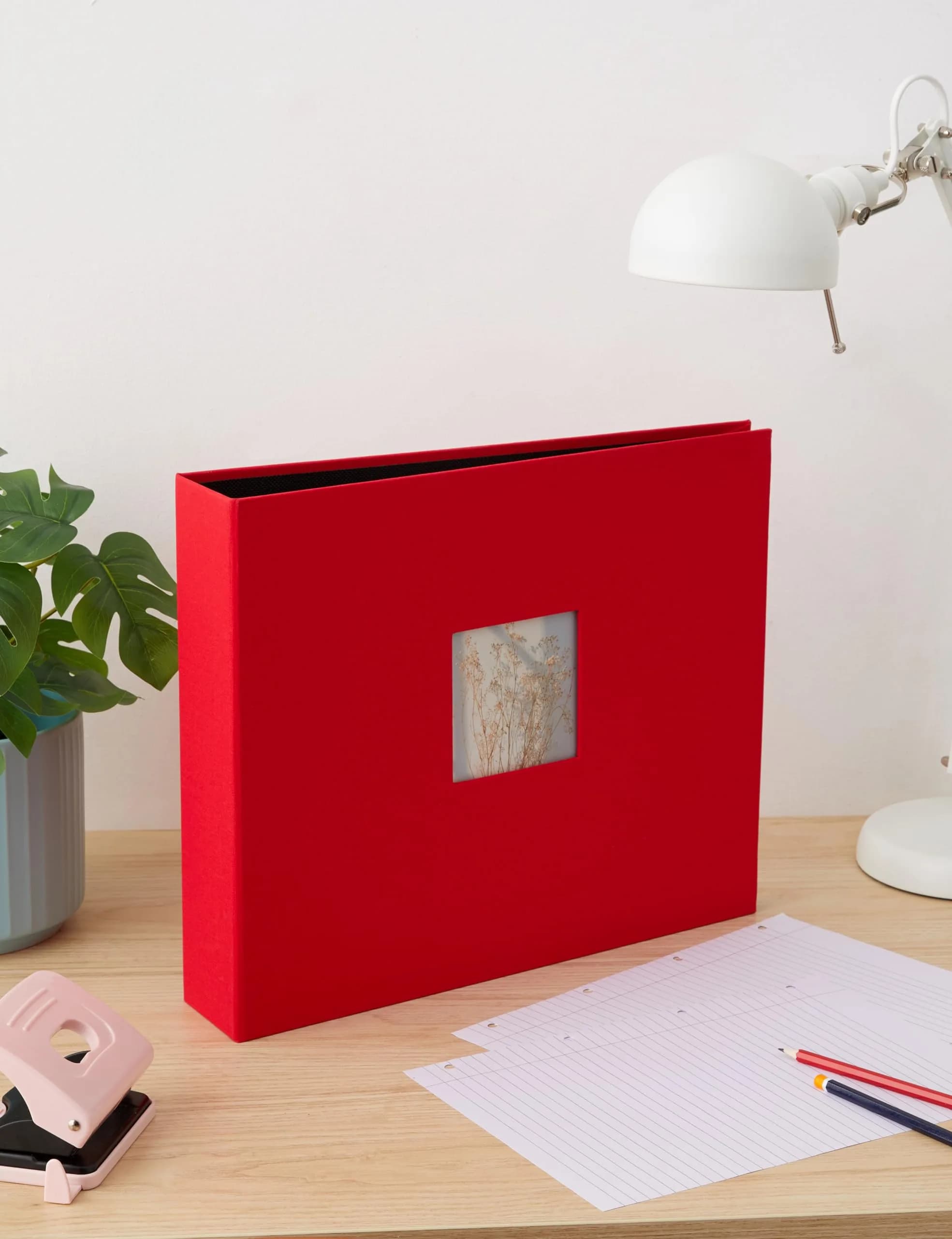 Pioneer Photo Albums 3-Ring Fabric Album 12"x12" Apple Red | Classic Style with Photo Window - view 2