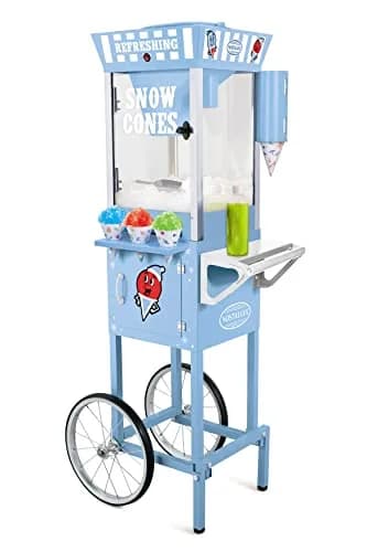 Nostalgia Snow Cone Shaved Ice Machine - 54" Tall Blue Cart, Makes 72 Icy Treats, Includes Scoop & Syrups thumbnail 1