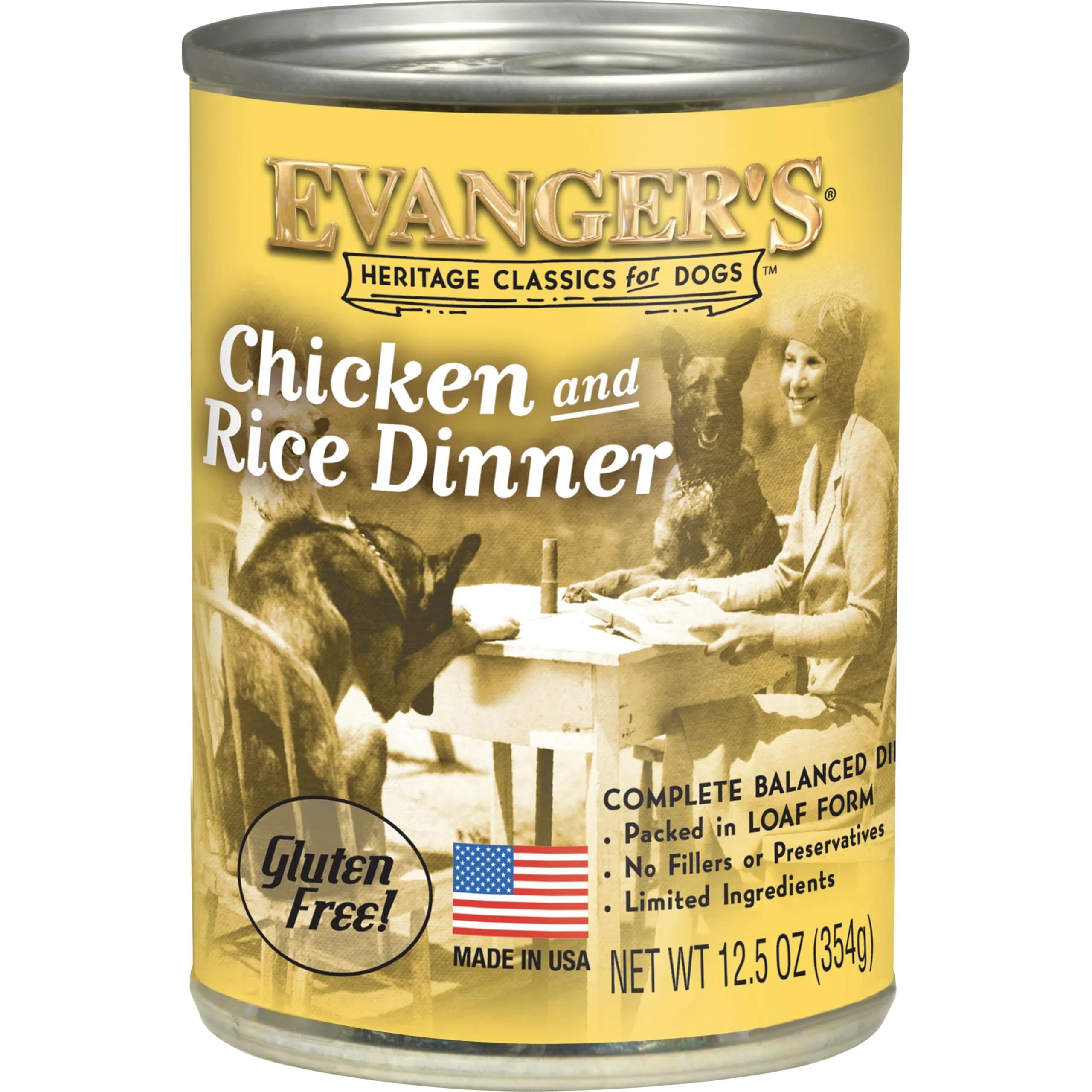 Evanger's Heritage Classic Chicken & Rice Dinner – 12 Pack, 12.5 oz | Gluten-Free, Complete for All Life Stages