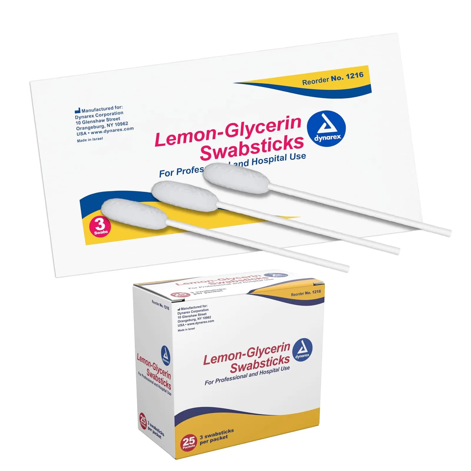 Dynarex Lemon-Glycerin Swabsticks 75 Count | Pleasant Tasting Cotton Swabs for Dry Mouth Relief
