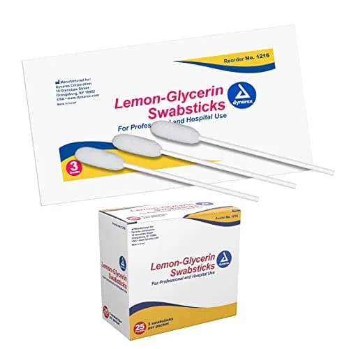 Dynarex Lemon-Glycerin Swabsticks 75 Count | Pleasant Tasting Cotton Swabs for Dry Mouth Relief thumbnail 1