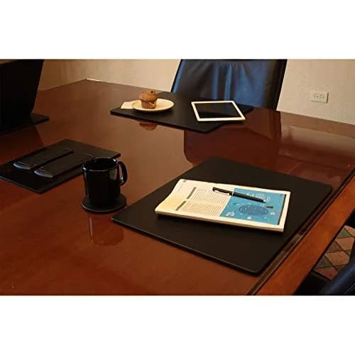 Dacasso Black Leatherette 17" x 14" Desk Pad | Protects Surfaces, Adds Elegance thumbnail 6