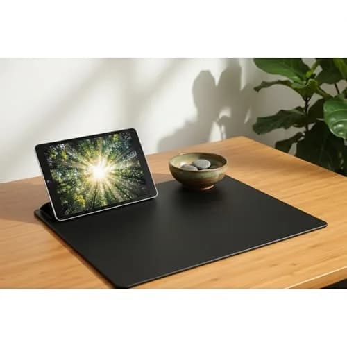 Dacasso Black Leatherette 17" x 14" Desk Pad | Protects Surfaces, Adds Elegance thumbnail 2
