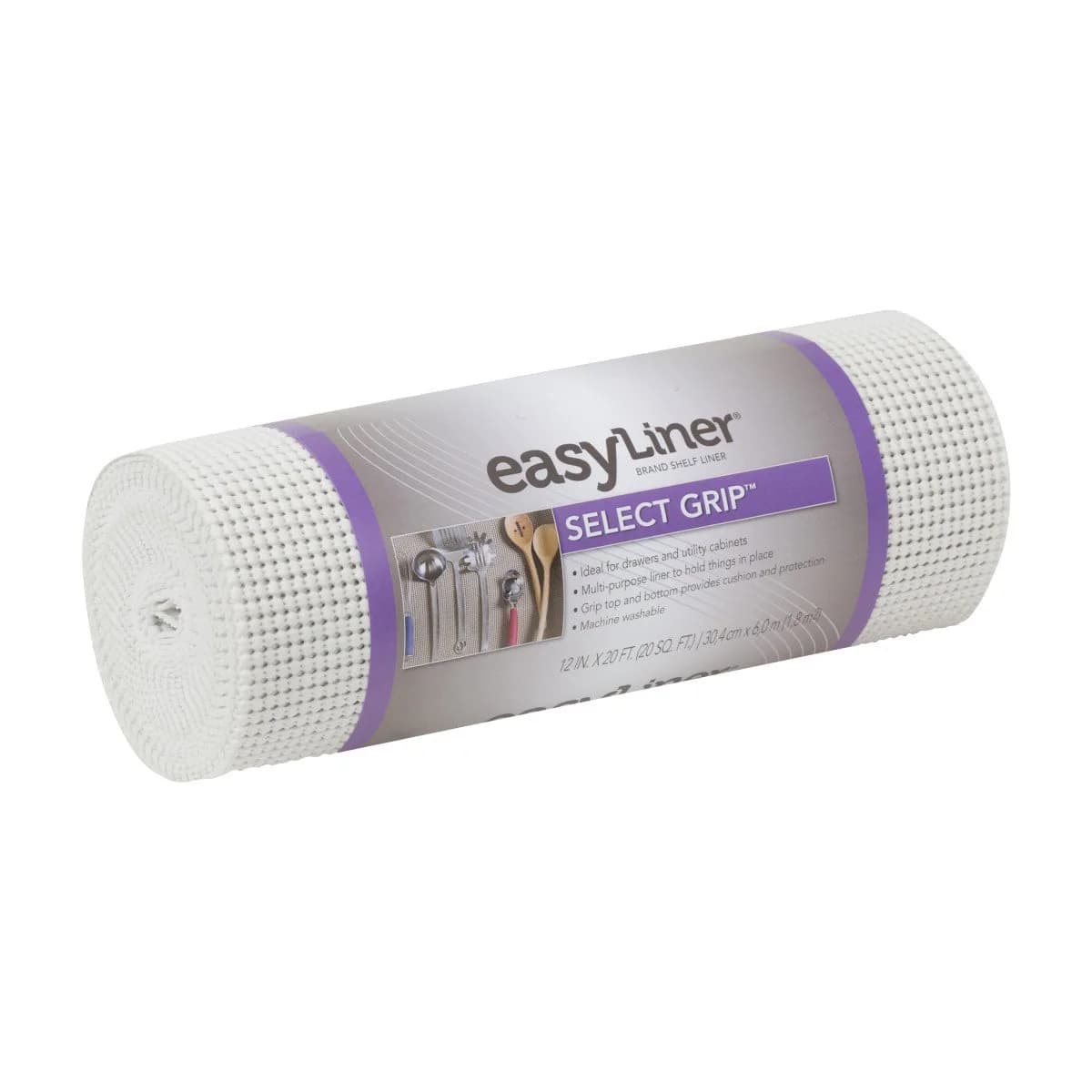 Duck Non-Adhesive Shelf Liner Select Grip EasyLiner, 12-inch x 20 Feet, White | Protects surfaces & keeps items in place