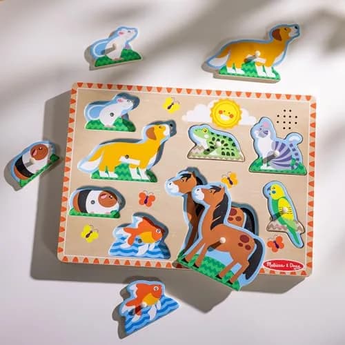 Melissa & Doug Zoo Pet Animals Sound Puzzle – 8-Piece Wooden Peg Puzzle with Light-Activated Sounds, Music Learning Toy for Toddlers and Preschoolers Ages 2+ thumbnail 9