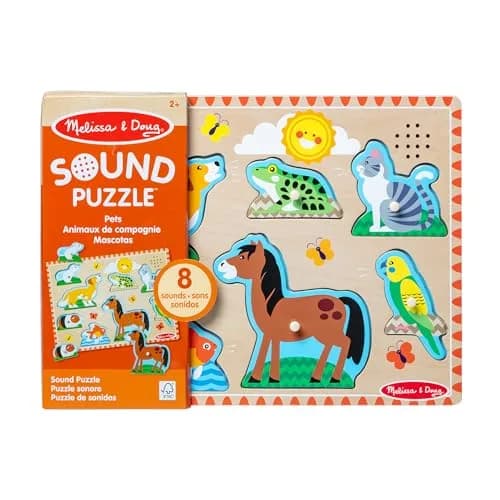 Melissa & Doug Zoo Pet Animals Sound Puzzle – 8-Piece Wooden Peg Puzzle with Light-Activated Sounds, Music Learning Toy for Toddlers and Preschoolers Ages 2+ thumbnail 3