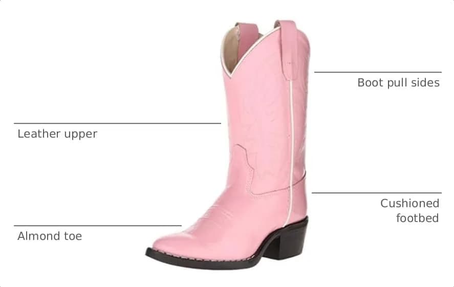 Old West Toddler-Girls' Western Boot Round Toe 4 Little Kid | Durable Leather & Snug Fit thumbnail 2