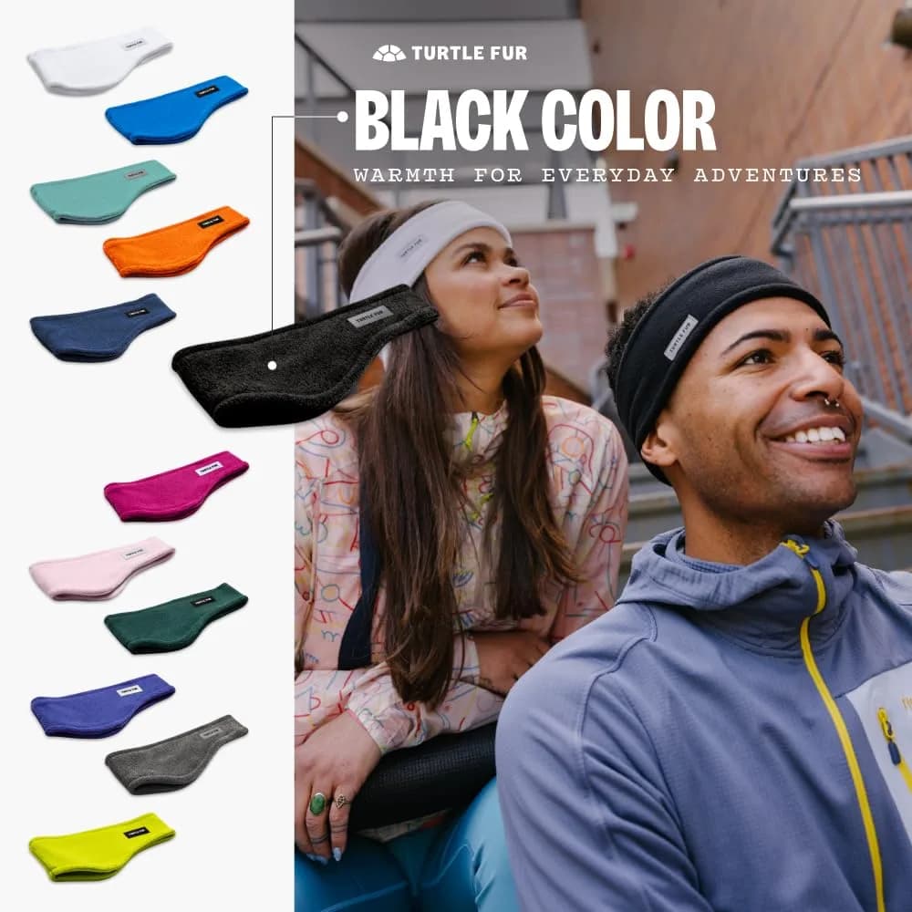 Turtle Fur Bang Band - Warm Headbands for Men and Women, Black thumbnail 4