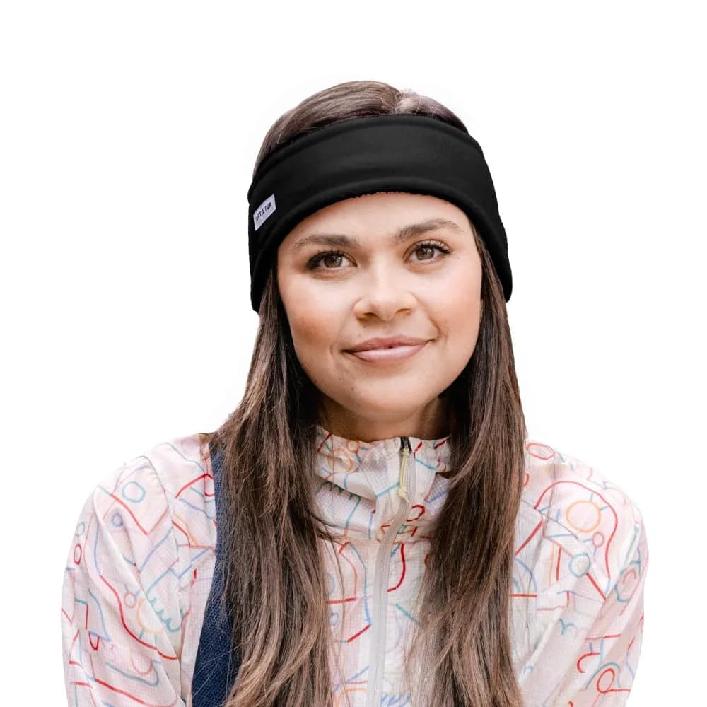 Turtle Fur Bang Band - Warm Headbands for Men and Women, Sea Green | Double-Layer Chelonia 150 Fleece Headband — Black