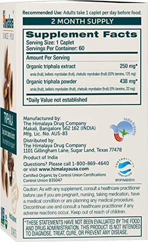 Himalaya USDA Organic Triphala Capsules, Colon Cleanse, 688 mg | Gentle Digestive Support & Regularity thumbnail 2