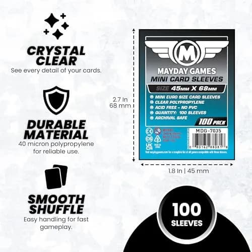 Mayday Games Mini Card Sleeve 45 mm x 68 mm | Precise Fit for Mini Cards, Archival Safe, 100 Sleeves thumbnail 4