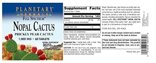 Planetary Herbals Full Spectrum Nopal Cactus 1000mg | Prickly Pear Antioxidant for Healthy Digestion (110 characters) thumbnail 4