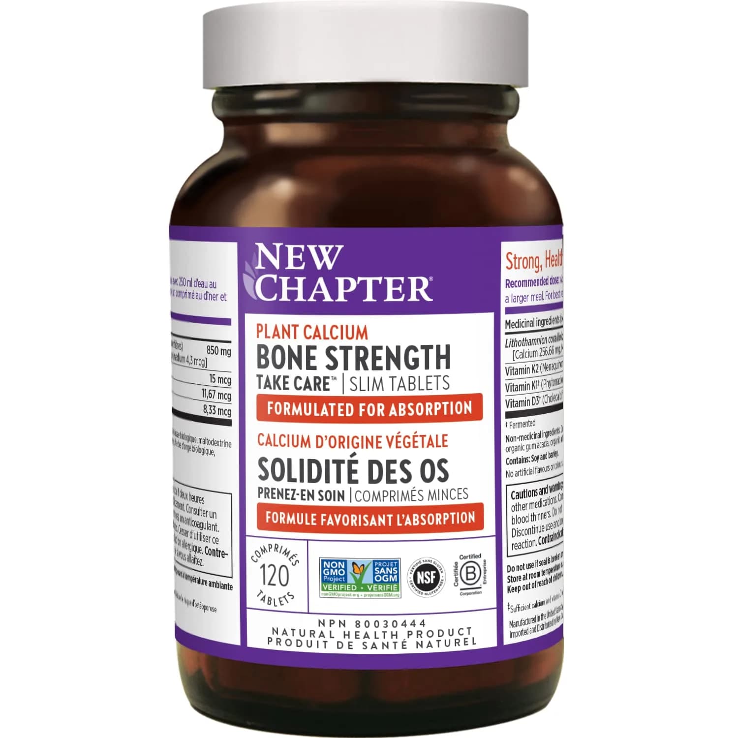 New Chapter Calcium Supplement – Bone Strength Organic Plant Calcium with Vitamin K2 + D3 + Magnesium, Vegetarian, Gluten Free – 120 count (40 day supply) | Supports Bone Density & Joint Mobility — Tablet