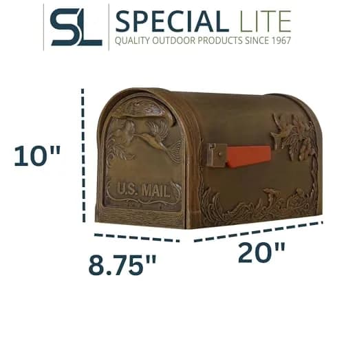 Special Lite Hummingbird Curbside Mailbox - Copper Aluminum Mailbox for Post Mount - SCB-1005-CP | Rust-Free Aluminum, USPS-Approved, 20" Long, 10" Tall thumbnail 7