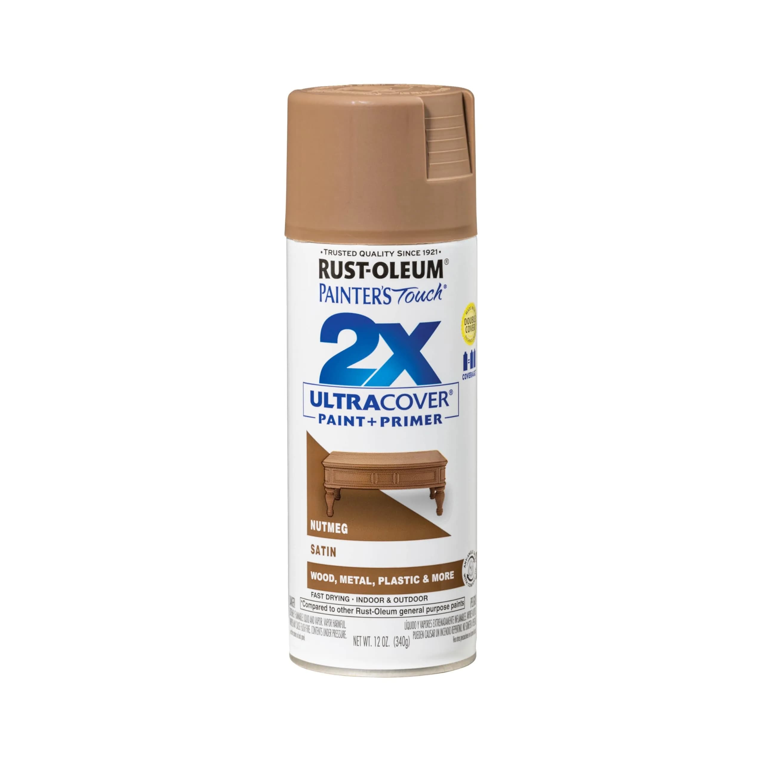 Rust-Oleum Painter's Touch 2X Satin Nutmeg Spray Paint, 340g (12 Oz) - Indoor/Outdoor - main product image