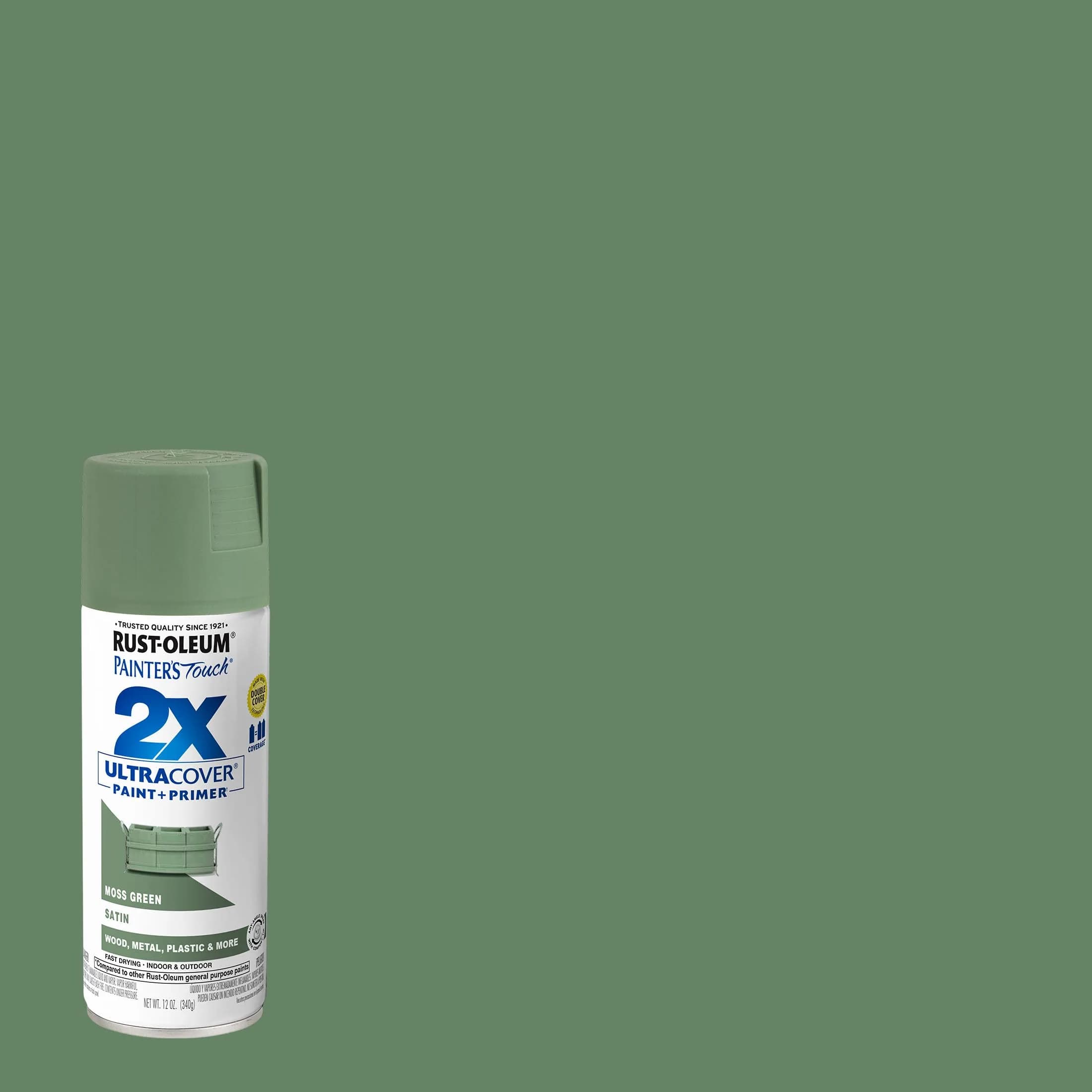 Rust-Oleum Painter's Touch 2X Ultra Cover Spray Paint, Satin Moss Green, 340g (12 Oz) | Professional Grade, Indoor/Outdoor Use - view 2