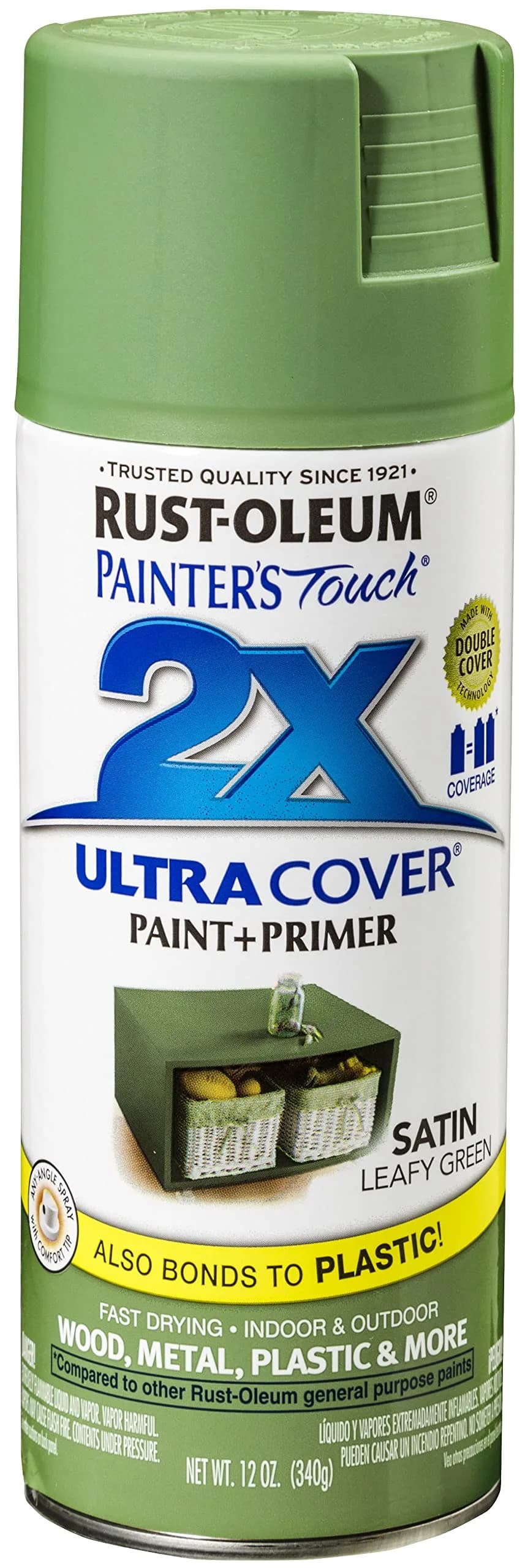Rust-Oleum Painter's Touch 2X Satin Leafy Green Spray Paint - 340g Can - main product image