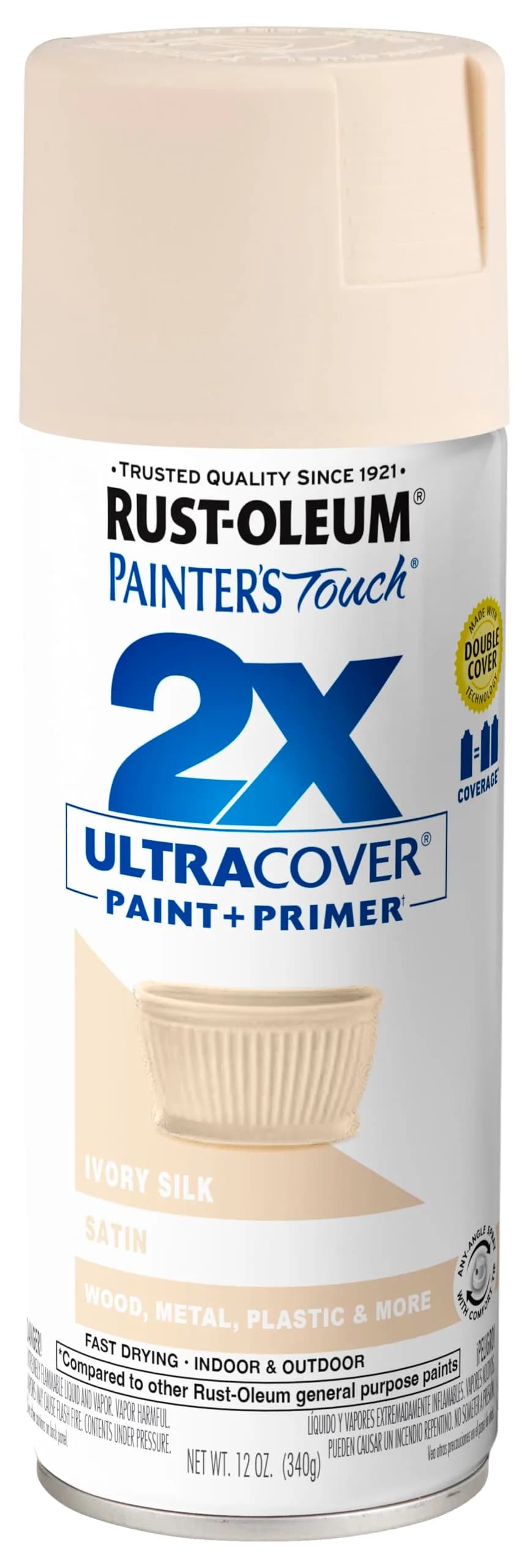 Rust-Oleum Painter's Touch 2X Ultra Cover Spray Paint, Satin Ivory Silk Finish - main product image