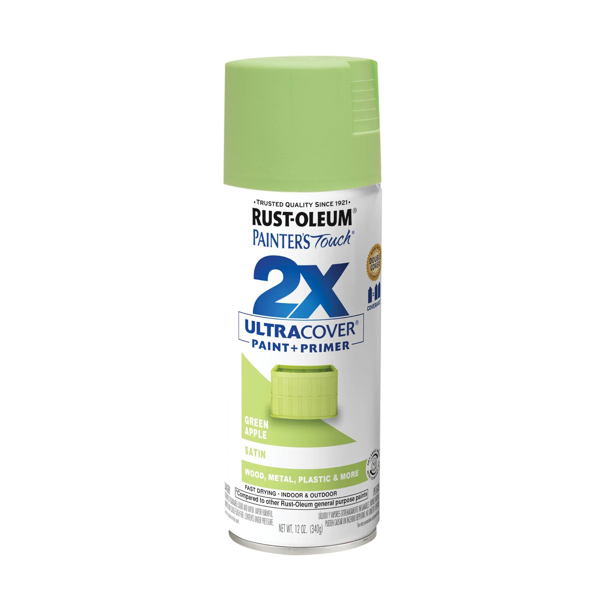 Rust-Oleum Painter's Touch 2X Satin Green Apple Spray Paint, 340g | Indoor/Outdoor Use - main product image