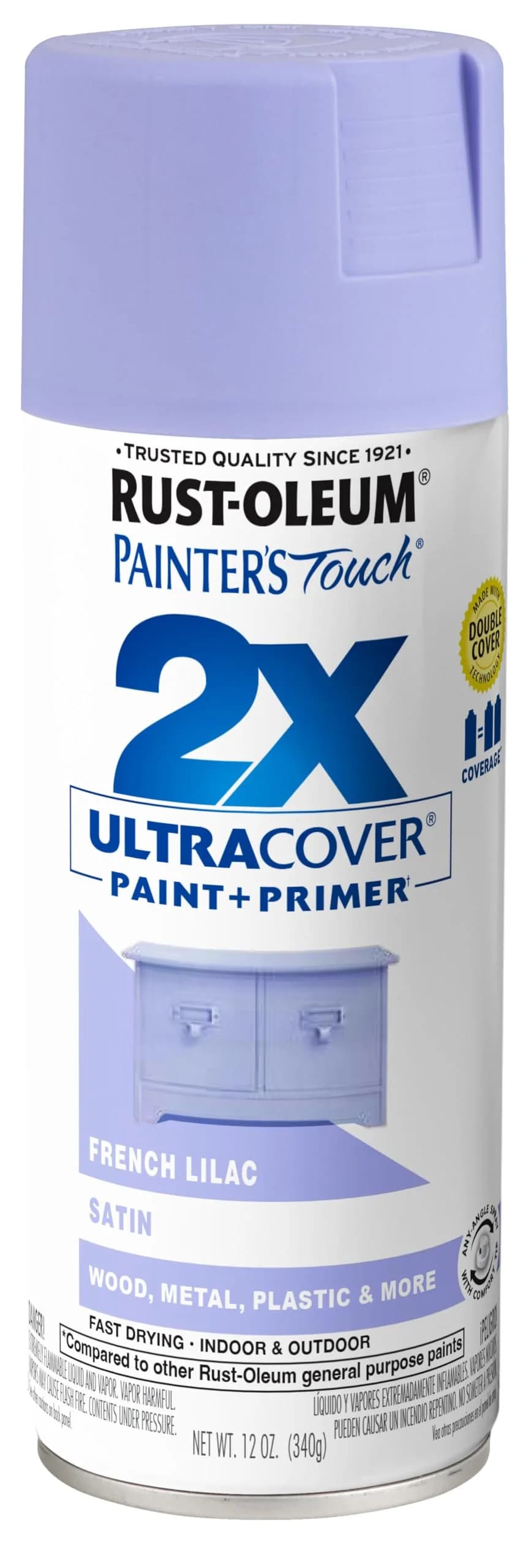 Rust-Oleum Painter's Touch 2X Ultra Cover Satin French Lilac Spray Paint, 340g - main product image