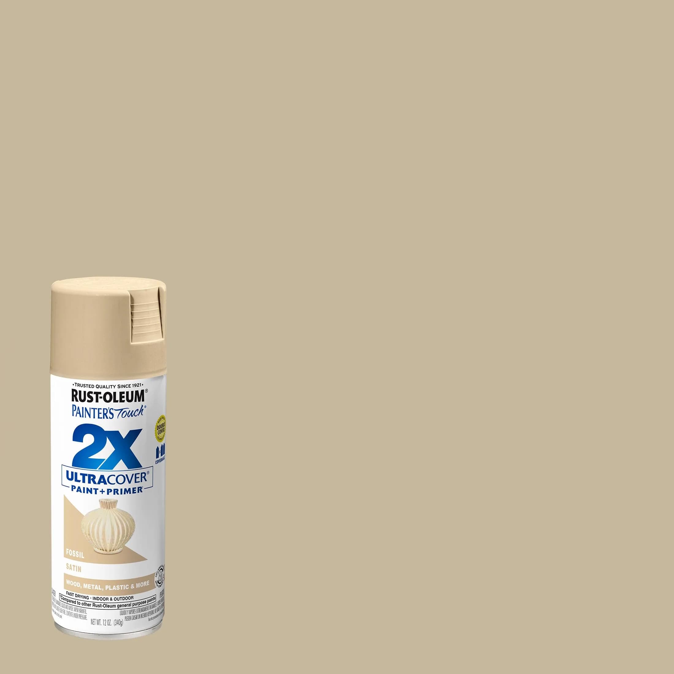 Rust-Oleum Painter's Touch 2X Ultra Cover Spray Paint, Satin Fossil, 340g | Fast Drying, Indoor/Outdoor - view 2
