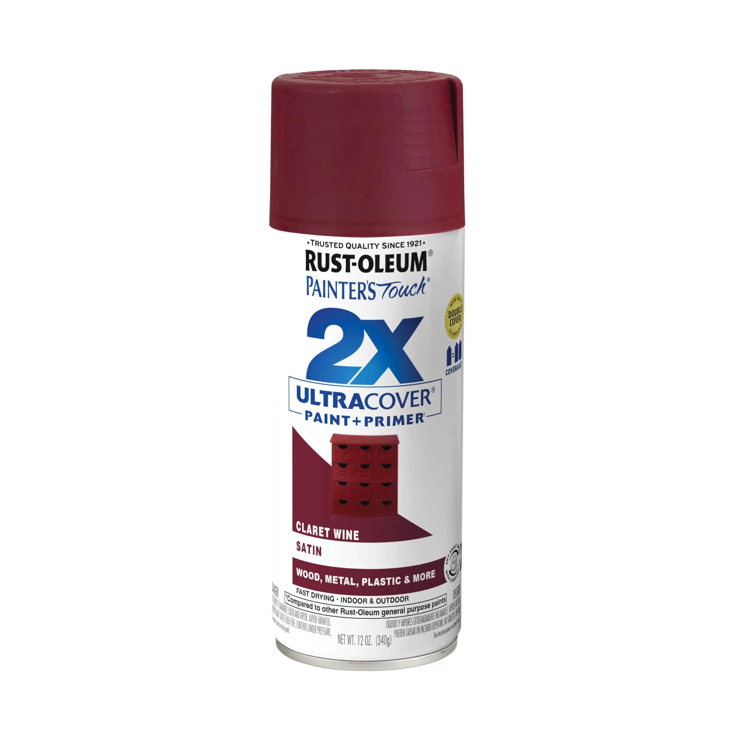 Rust-Oleum Painter's Touch 2X Satin Claret Wine Spray Paint, 340g (12 Oz) - main product image