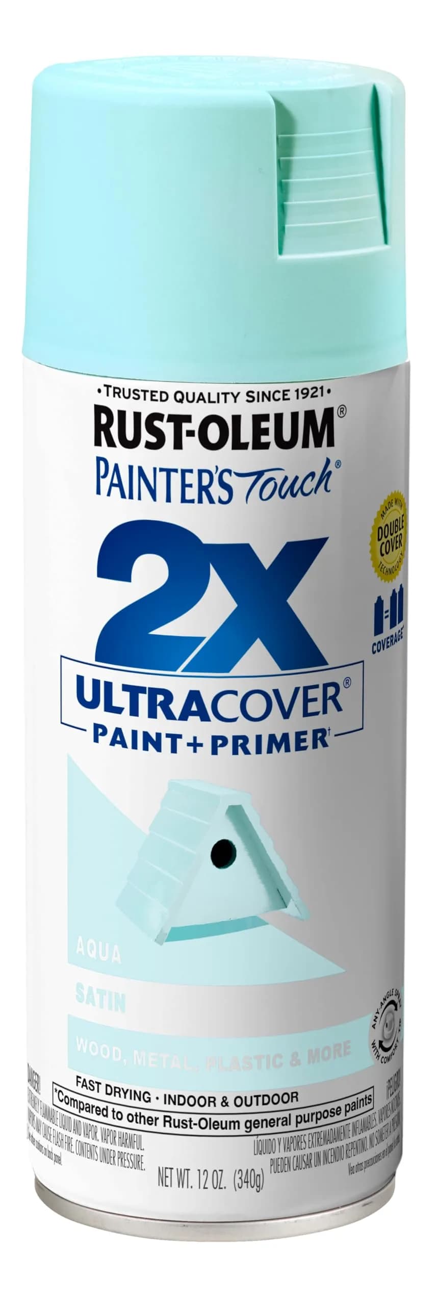 Rust-Oleum Painter's Touch 2X Ultra Cover Satin Aqua Spray Paint - 340g (12 Oz) - main product image