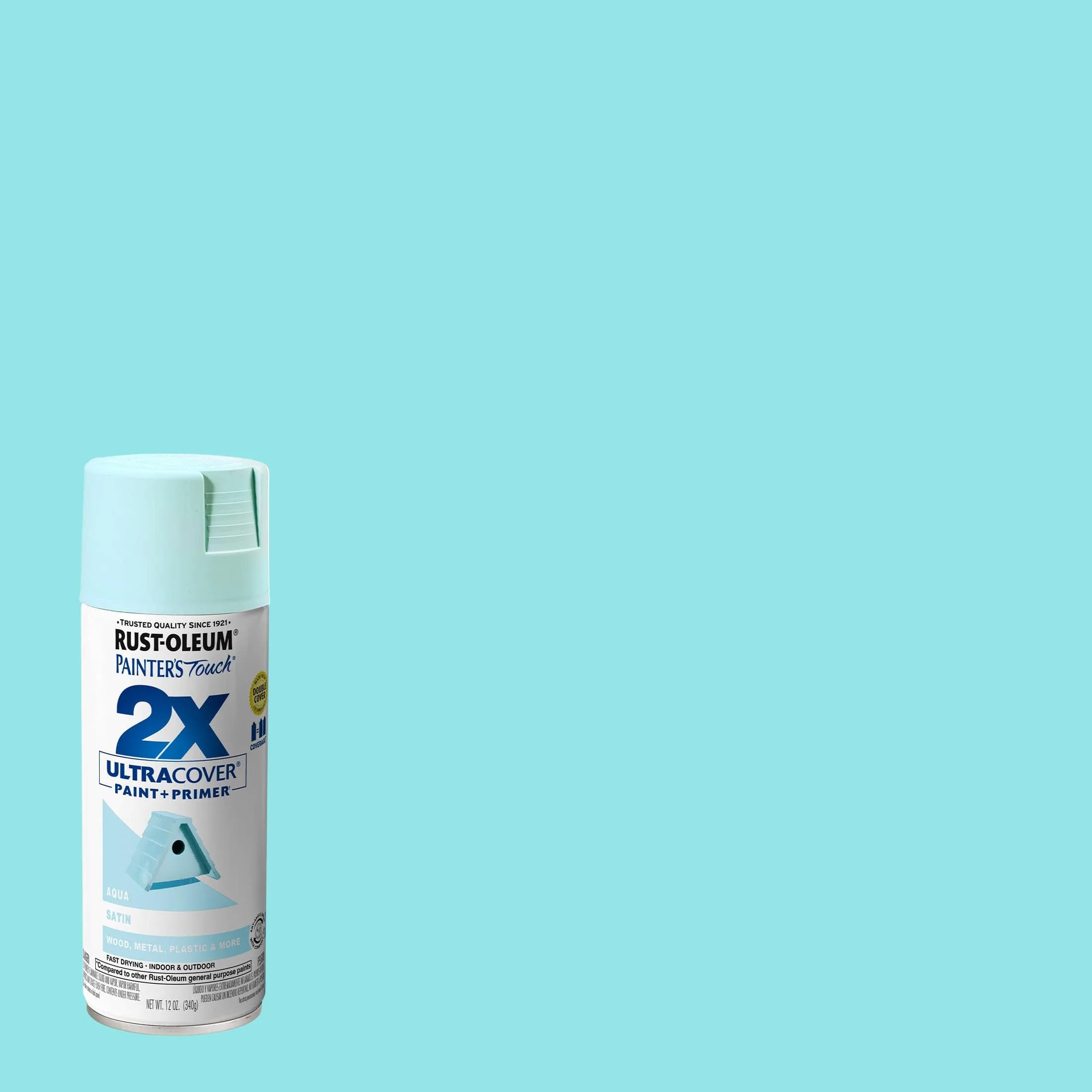 Rust-Oleum Painter's Touch 2X Ultra Cover Satin Aqua Spray Paint - 340g (12 Oz) - view 2