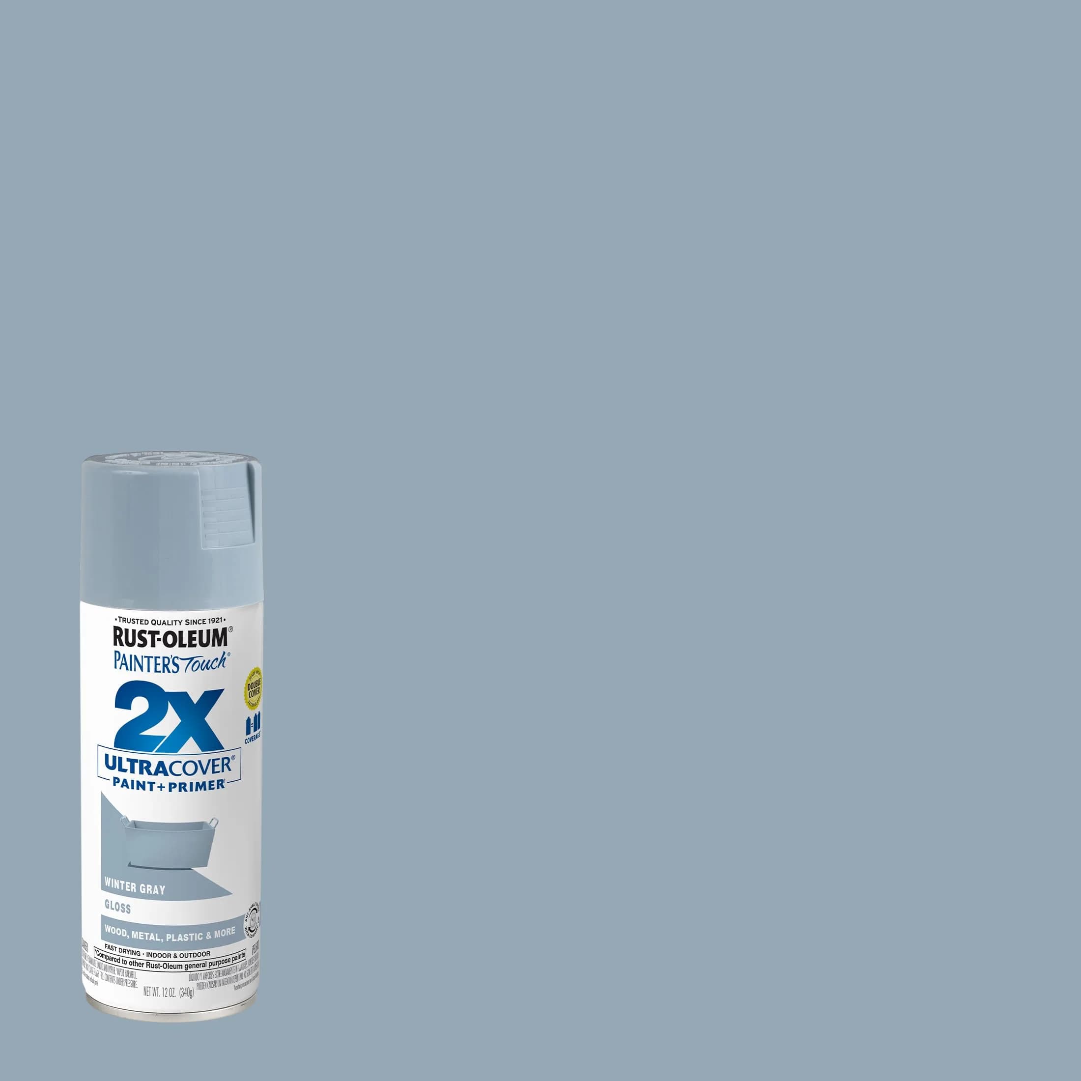 Rust-Oleum Painter's Touch 2X Ultra Cover Spray Paint, Gloss Winter Gray, Satin Finish - view 2