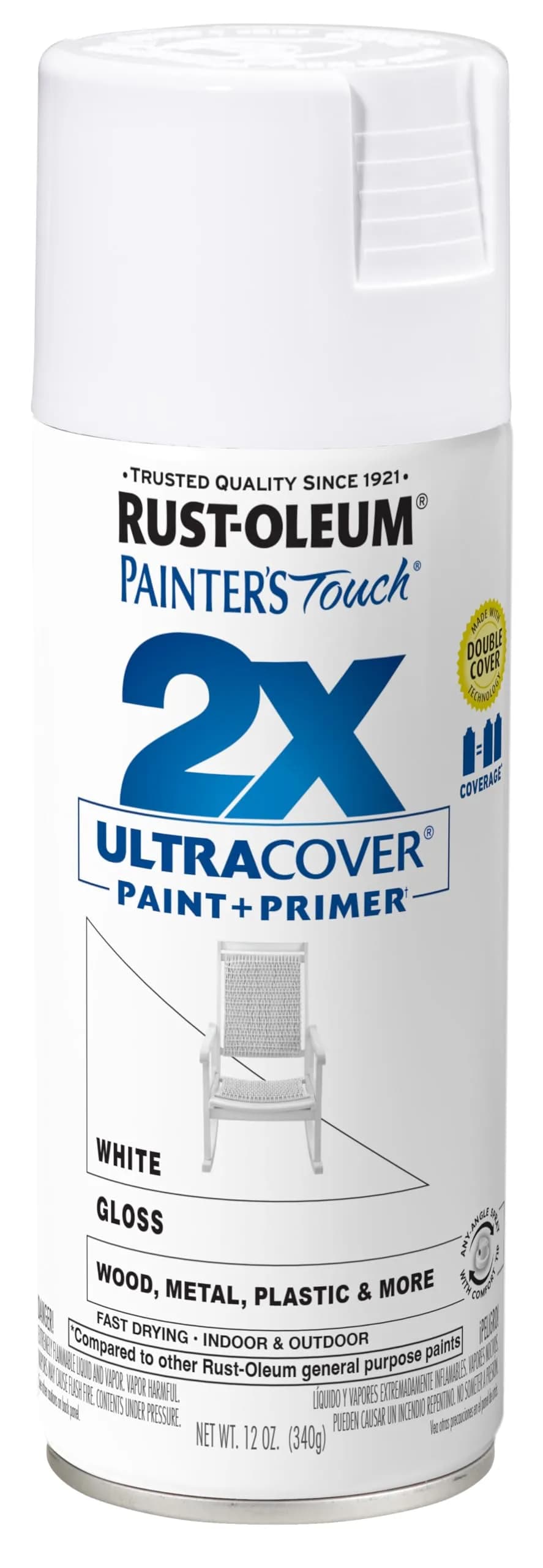 Rust-Oleum Painter's Touch 2X Ultra Cover Spray Paint, Gloss White, 340g - main product image