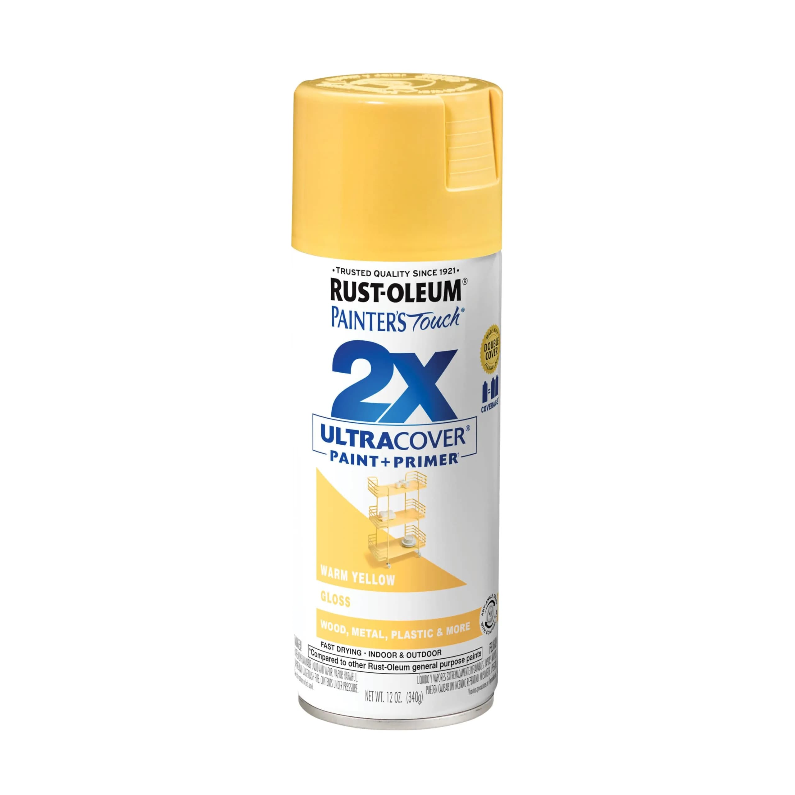 Rust-Oleum Painter's Touch 2X Ultra Cover Spray Paint, Satin Moss Green, Gloss Warm Yellow, 340g - main product image