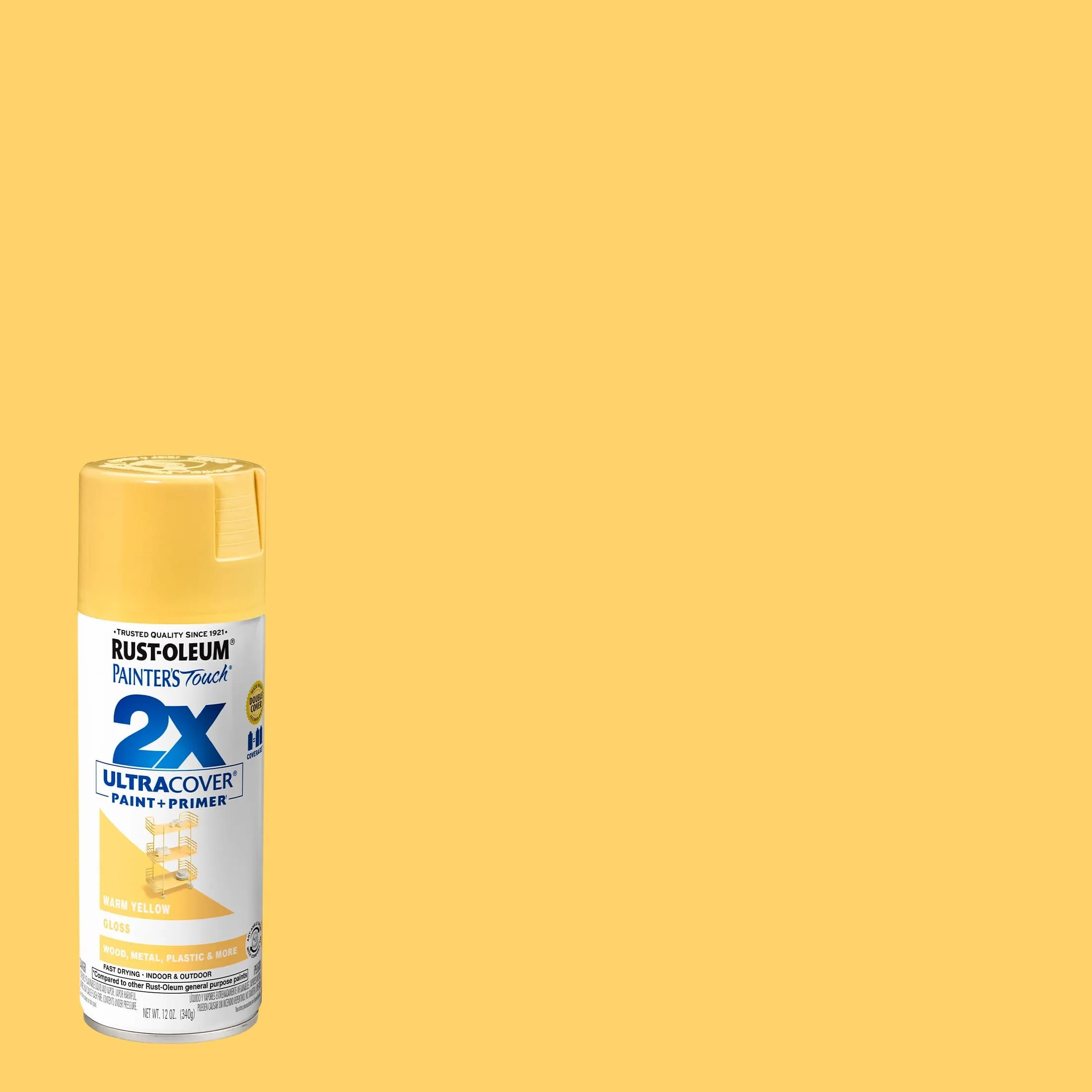 Rust-Oleum Painter's Touch 2X Ultra Cover Spray Paint, Satin Moss Green, Gloss Warm Yellow, 340g - view 2
