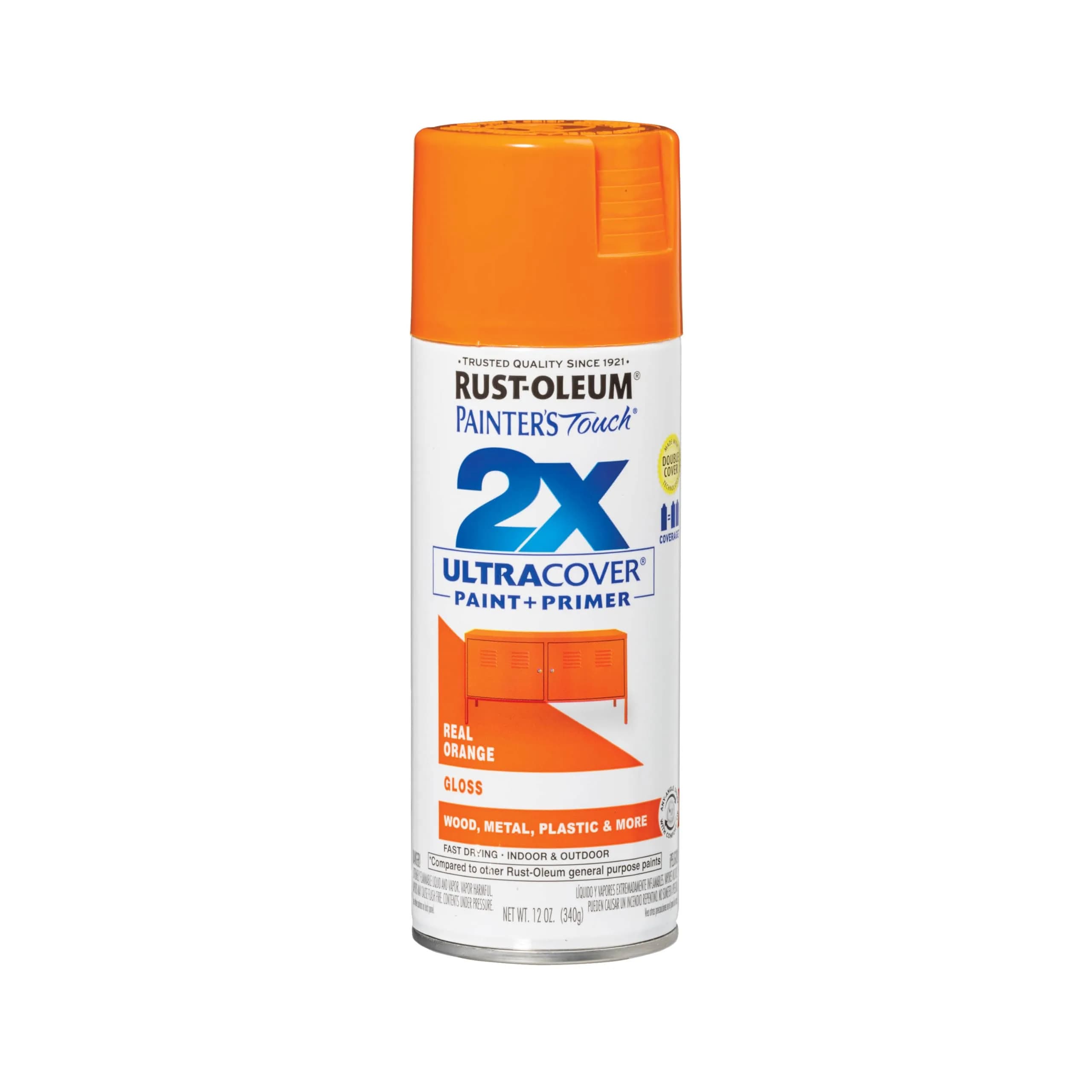Rust-Oleum Painter's Touch 2X Ultra Cover Spray Paint, Gloss Real Orange, 340g - main product image