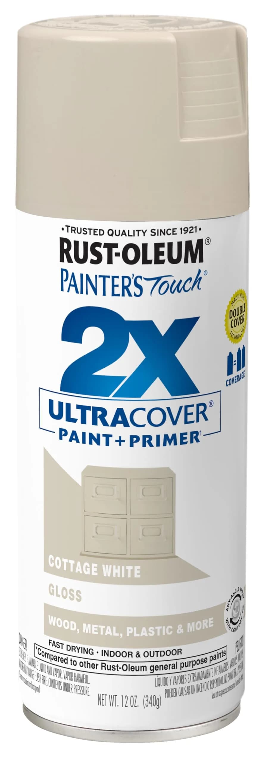 Rust-Oleum Painter's Touch 2X Ultra Cover Spray Paint, Gloss Cottage White Finish - main product image