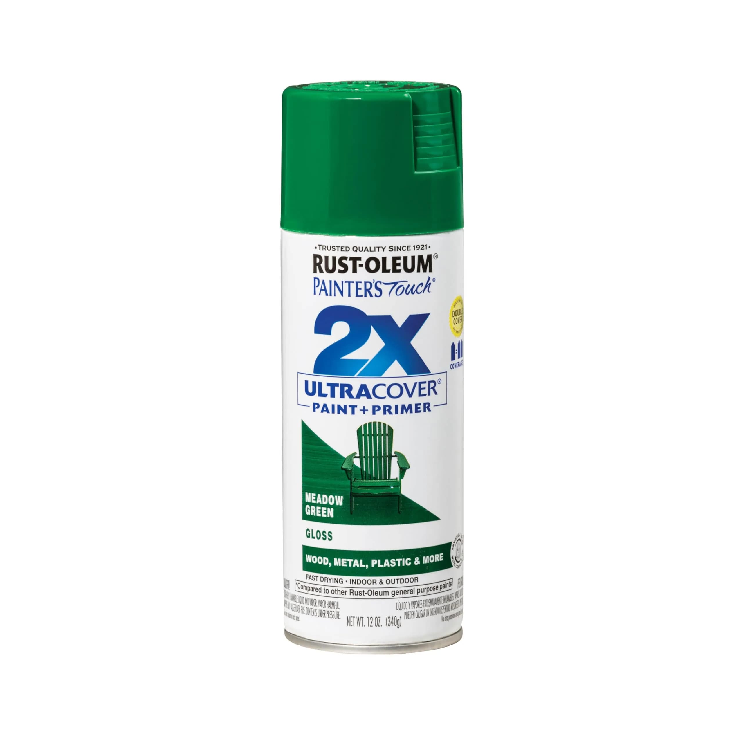 Rust-Oleum Painter's Touch 2X Gloss Meadow Green Spray Paint, 340g | Smooth Finish, Indoor/Outdoor - main product image