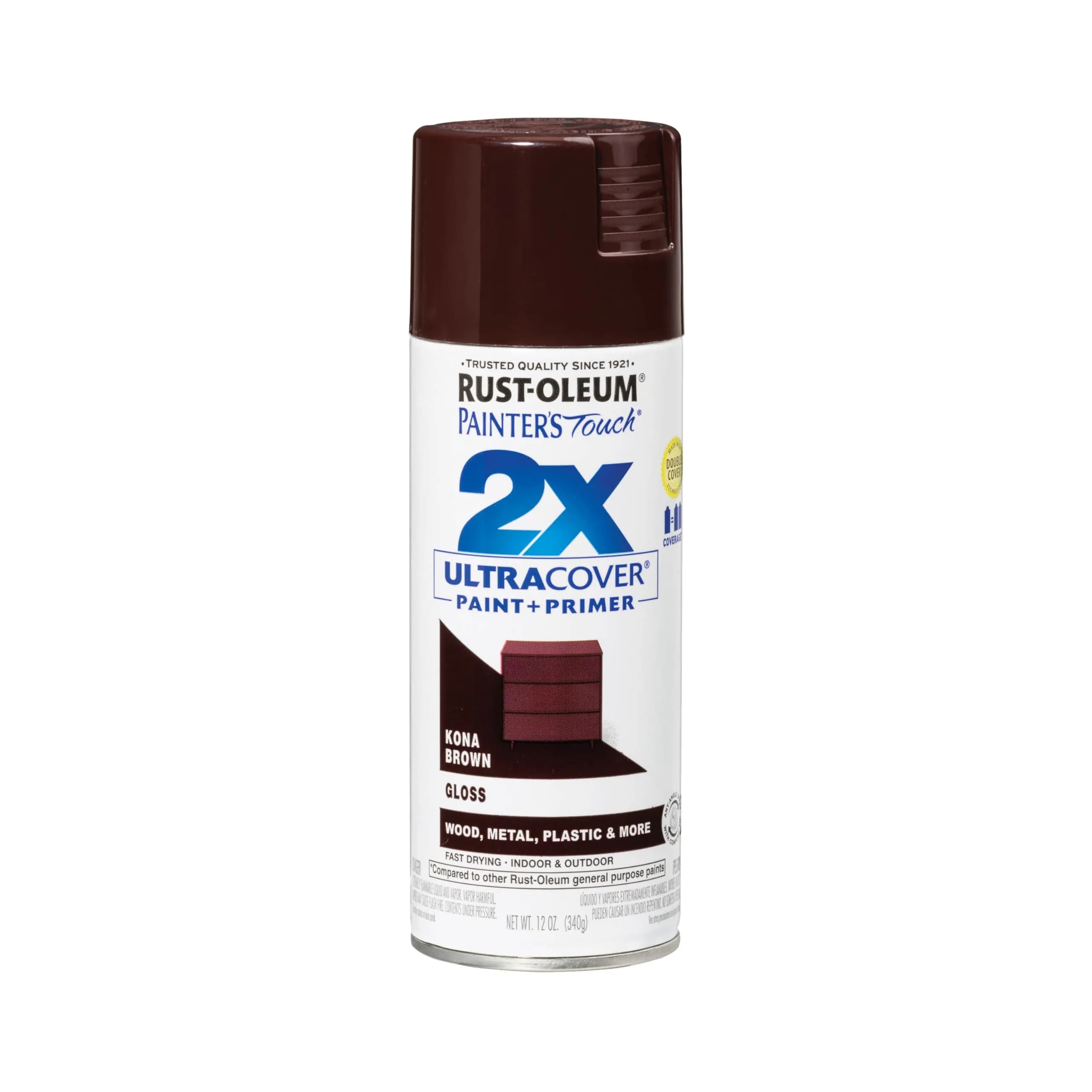 Rust-Oleum Painter's Touch 2X Ultra Cover Spray Paint, Gloss Kona Brown, 340g - main product image