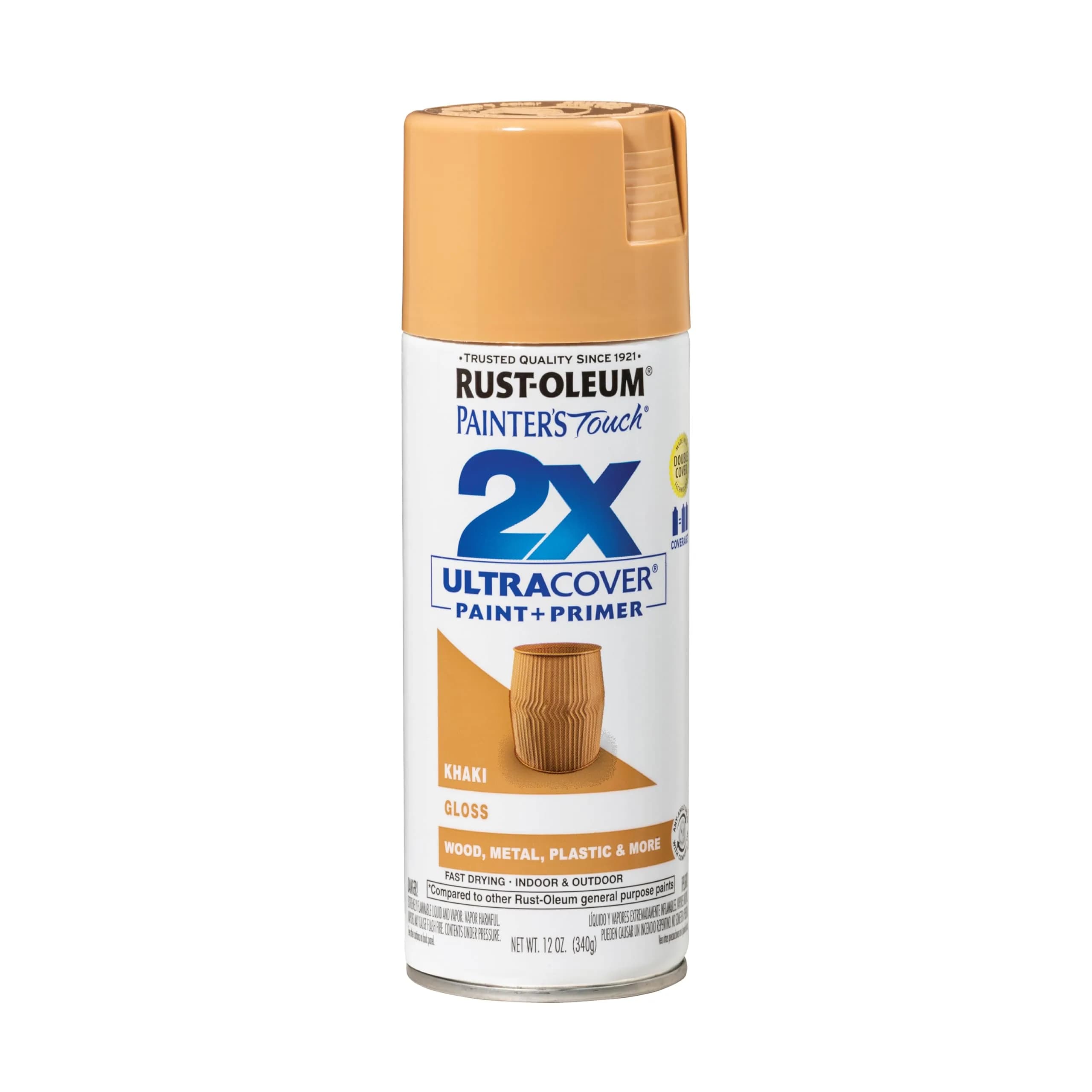 Rust-Oleum Painter's Touch 2X Gloss Khaki Spray Paint, 12 Oz Single Can - main product image