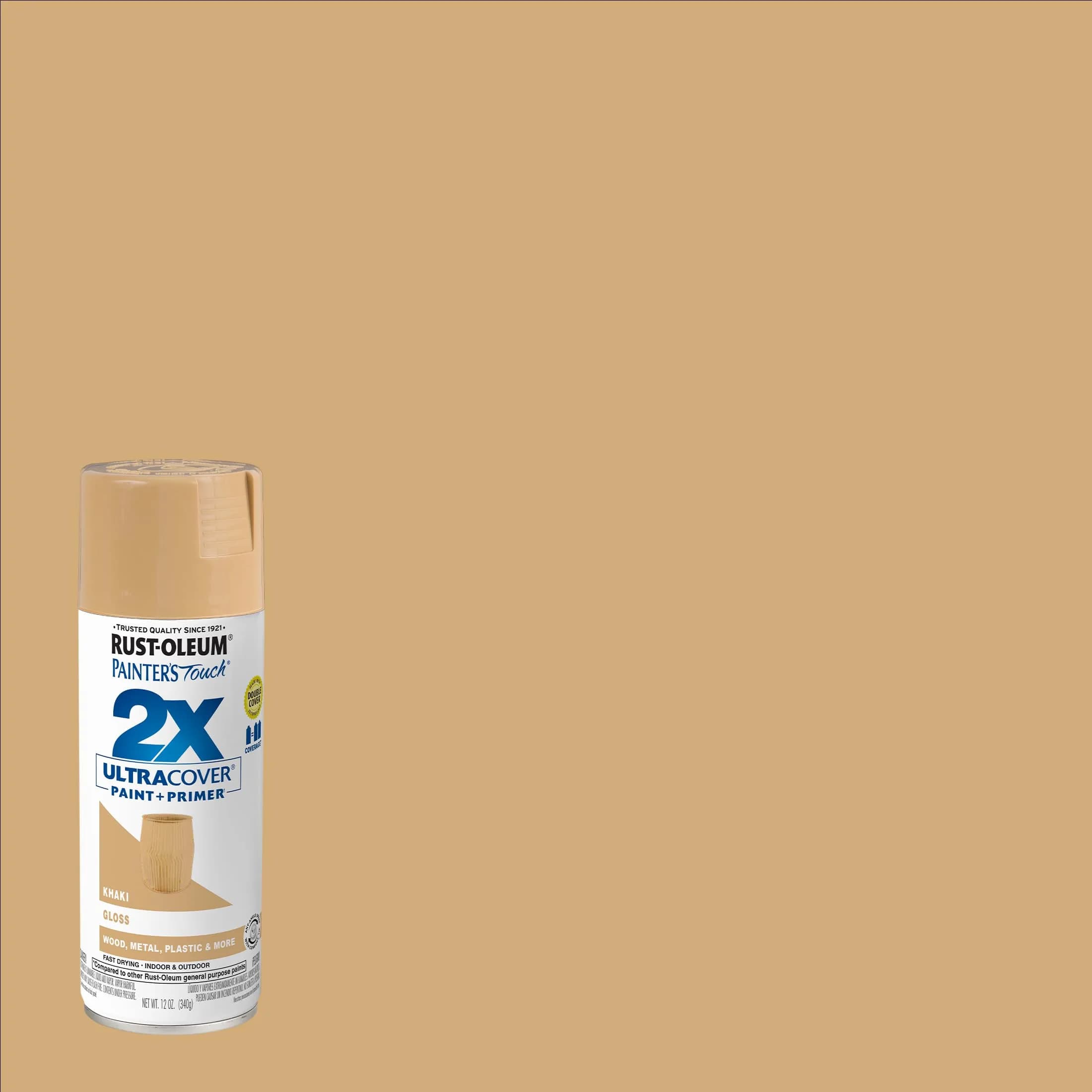 Rust-Oleum Painter's Touch 2X Gloss Khaki Spray Paint, 12 Oz Single Can - view 2