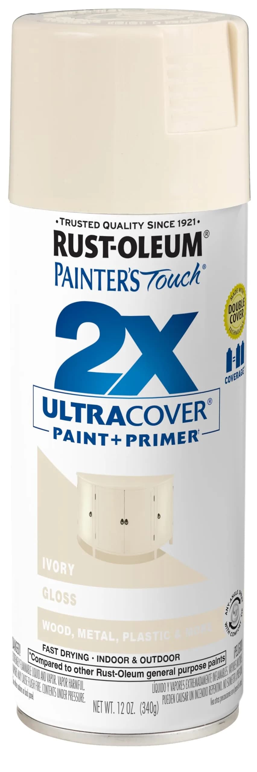 Rust-Oleum Painter's Touch 2X Ultra Cover Spray Paint, Gloss Ivory, 12 Oz - main product image